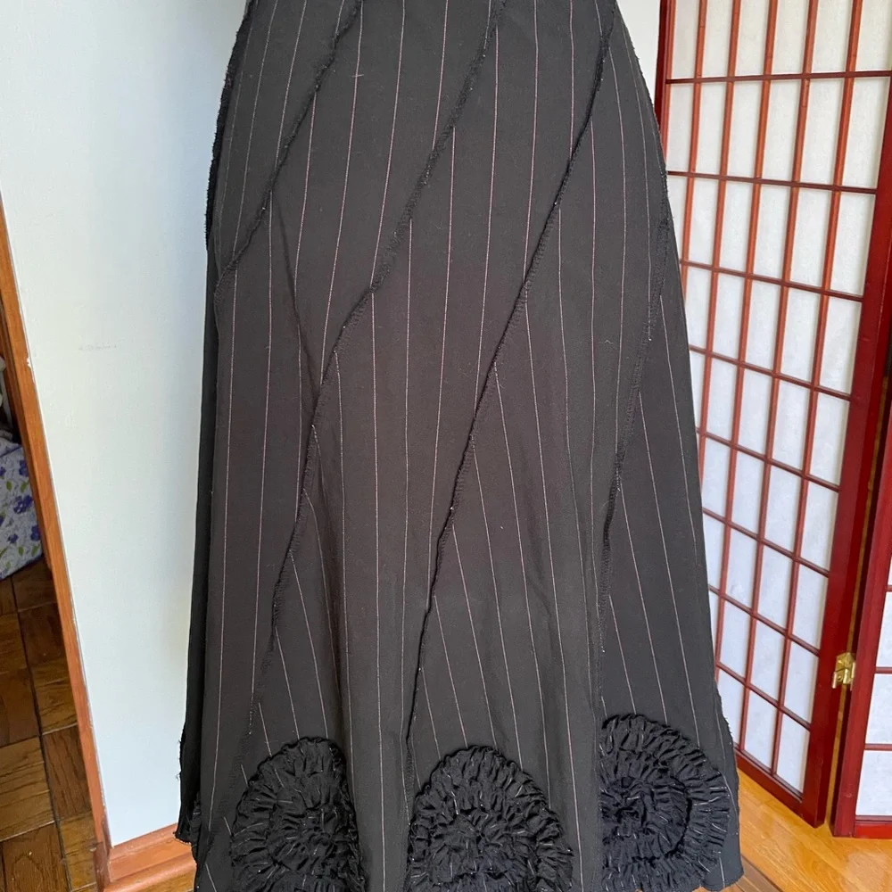 Sunny Leigh Black Skirt with Pink Pinstripes,  Size 8